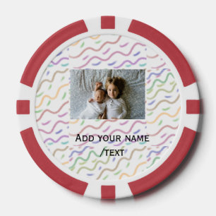 Colourful watercolor spiral pattern add photo name poker chips