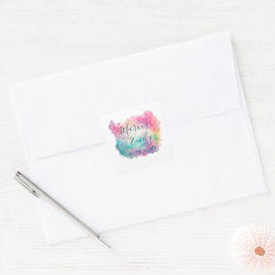 Colourful Watercolor Splash Minimalist Square Sticker