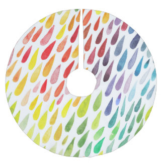 Colourful Watercolor Splash Set Brushed Polyester Tree Skirt