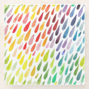 Colourful Watercolor Splash Set Glass Coaster