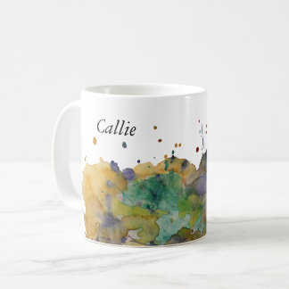 Colourful Watercolor Splashes, Personalised 1 Coffee Mug