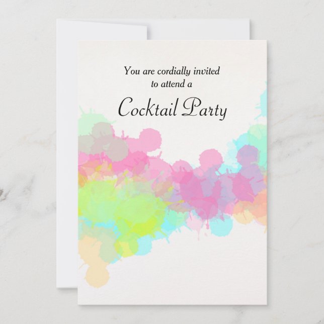 Colourful Watercolor Splatter Cocktail Party Invitation (Front)
