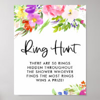 Colourful Watercolor Spring Blooms Ring Hunt Game