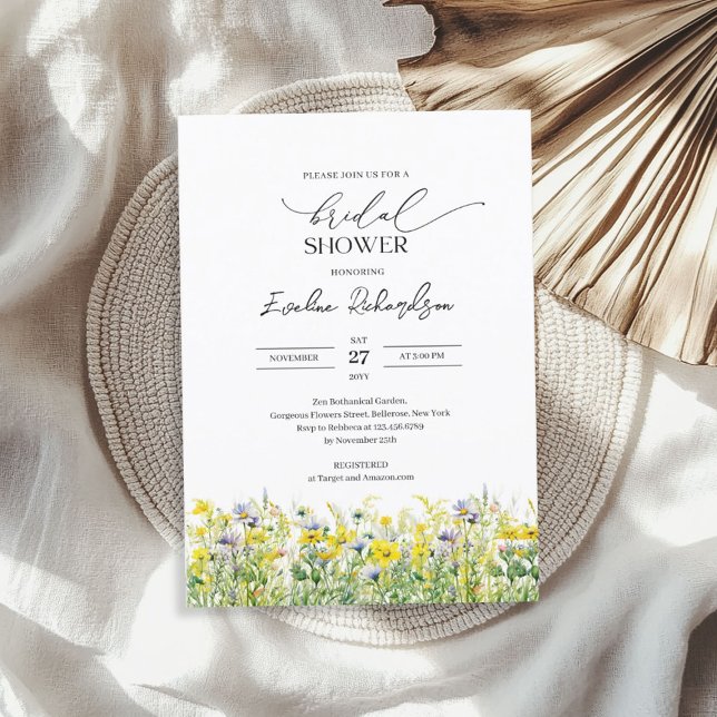 Colourful watercolor spring yellow wildflowers invitation (Colorful watercolor spring yellow wildflowers invitation)