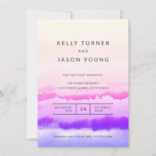 Colourful Watercolor Tie Dye Abstract Wedding Invitation