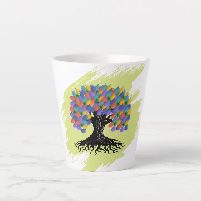 Colourful Watercolor Tree of Life Latte Mug (Front)