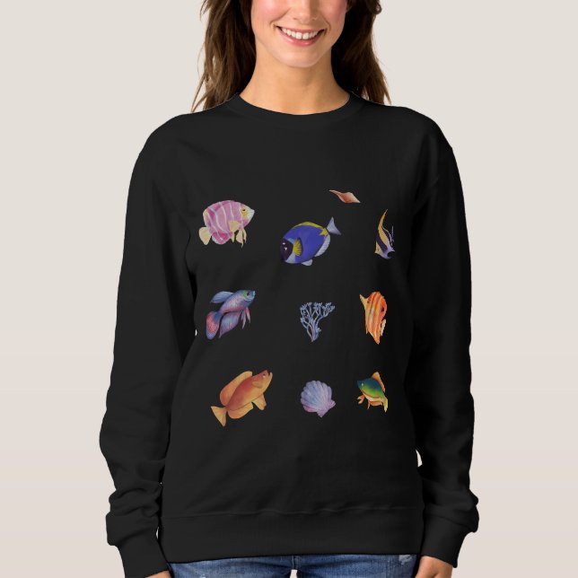 Colourful Watercolor Tropical Fish Sweatshirt (Front)