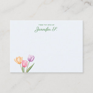 Colourful Watercolor Tulip Bouquet With Custom Tex Card