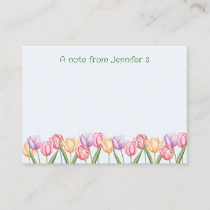 Colourful Watercolor Tulip Flowers With Custom Tex Card