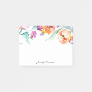 Colourful watercolor tulips personalised post-it notes