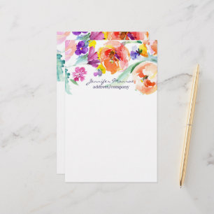 Colourful watercolor tulips personalised stationery