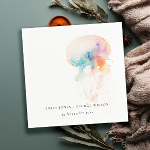 Colourful Watercolor Underwater Jellyfish Wedding Napkin