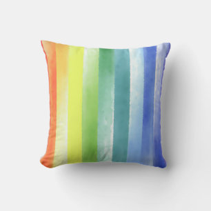 Colourful Watercolor Vertical Rainbow Pattern Cushion
