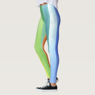 Colourful Watercolor Vertical Rainbow Pattern   Leggings