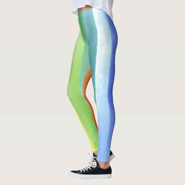 Colourful Watercolor Vertical Rainbow Pattern | Leggings (Left)