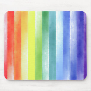 Colourful Watercolor Vertical Rainbow Pattern   Mouse Pad