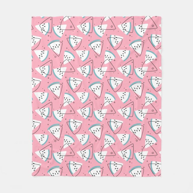 Colourful Watercolor Watermelons Fleece Blanket (Front)