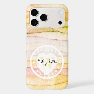 Colourful Watercolor Waves Monogram White Heart