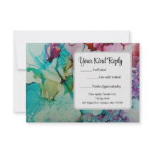 Colourful Watercolor Wedding RSVP card
