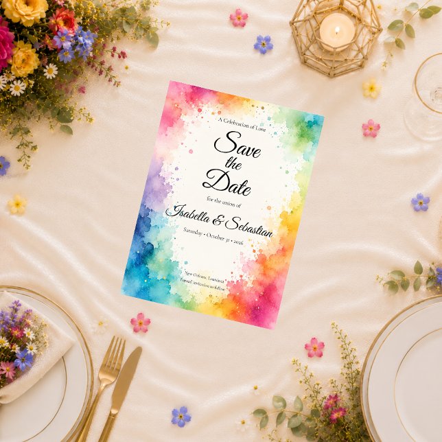 Colourful Watercolor Wedding Save The Date (Creator Uploaded)