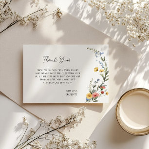 Colourful Watercolor Wildflower Baby Girl Shower Thank You Card