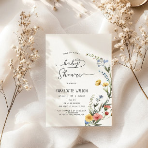 Colourful Watercolor Wildflower Baby Shower Invitation