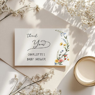 Colourful Watercolor Wildflower Baby Shower Thank You Card