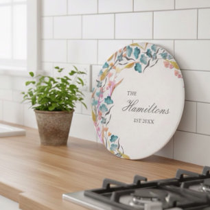 Colourful Watercolor Wildflower Established Cutting Board