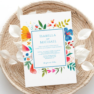 Colourful Watercolor Wildflower Floral  Invitation