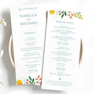 Colourful Watercolor Wildflower Floral Wedding Programme