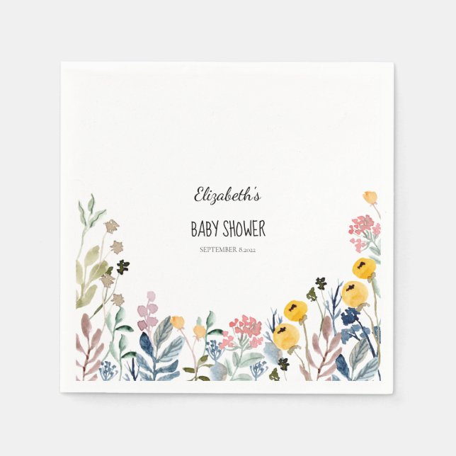 Colourful Watercolor Wildflower Meadow   Napkin (Front)