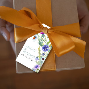 Colourful watercolor wildflower spring wedding gift tags