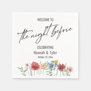 Colourful Watercolor Wildflower The Night Before Napkin