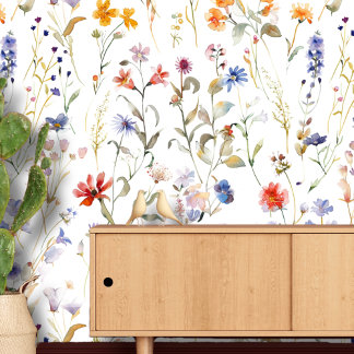 Colourful watercolor wildflower  wallpaper