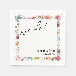 Colourful Watercolor Wildflower We Do Typography Napkin