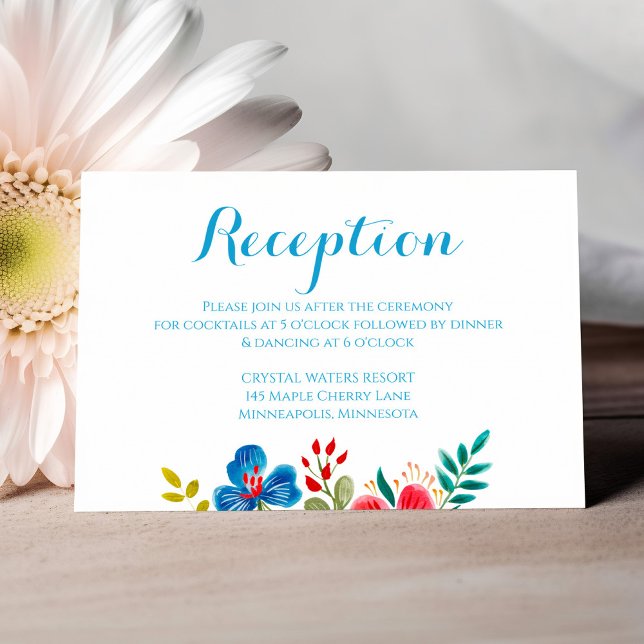 Colourful Watercolor Wildflower Wedding Reception Enclosure Card (Creator Uploaded)