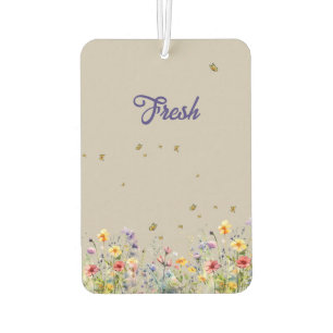 Colourful Watercolor Wildflower with Butterfly Car Air Freshener