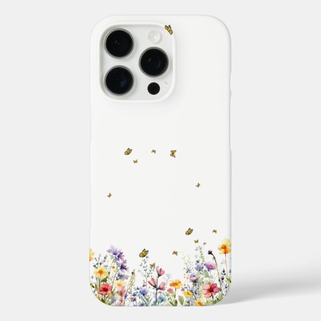 Colourful Watercolor Wildflower with Butterfly Case-Mate iPhone Case (Back)
