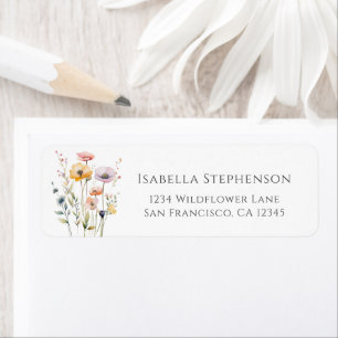 Colourful Watercolor Wildflowers Return Address