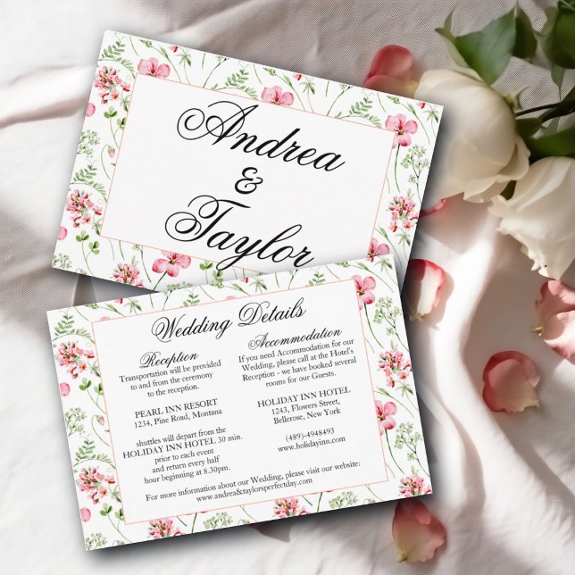 Colourful Watercolor Wildflowers Wedding Details Enclosure Card (Creator Uploaded)