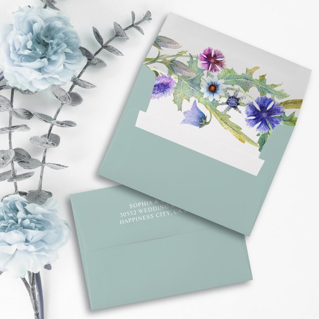 Colourful watercolor wildflowers wedding envelope (Creator Uploaded)