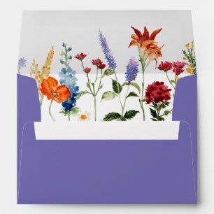 Colourful Watercolor Wildflowers Wedding Invitatio Envelope