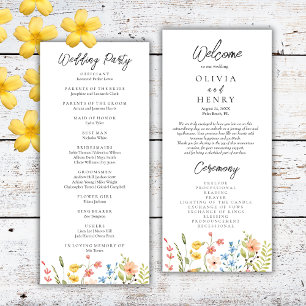 Colourful Watercolor Wildflowers Wedding Program 