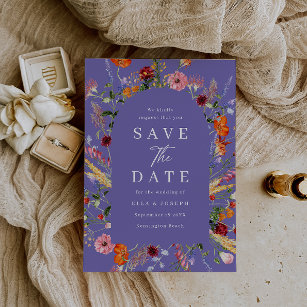 Colourful Watercolor Wildflowers Wedding Save The Date