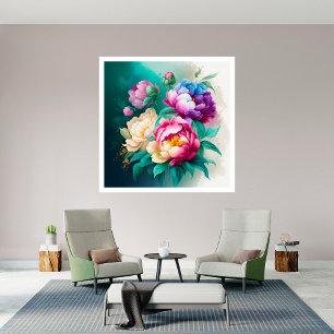 Colourful watercolors beautiful flowers 3 poster