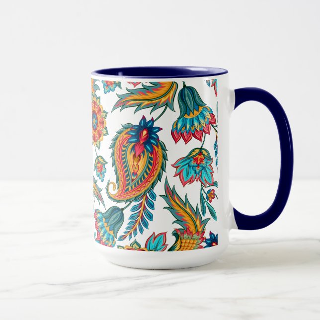 Colourful Watercolors Floral Paisley Pattern Mug (Right)