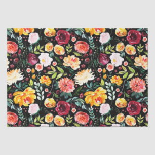 Colourful watercolors garden flowers pattern tissue paper