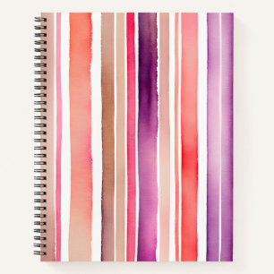 Colourful Watercolour Stripes Spiral Notebook