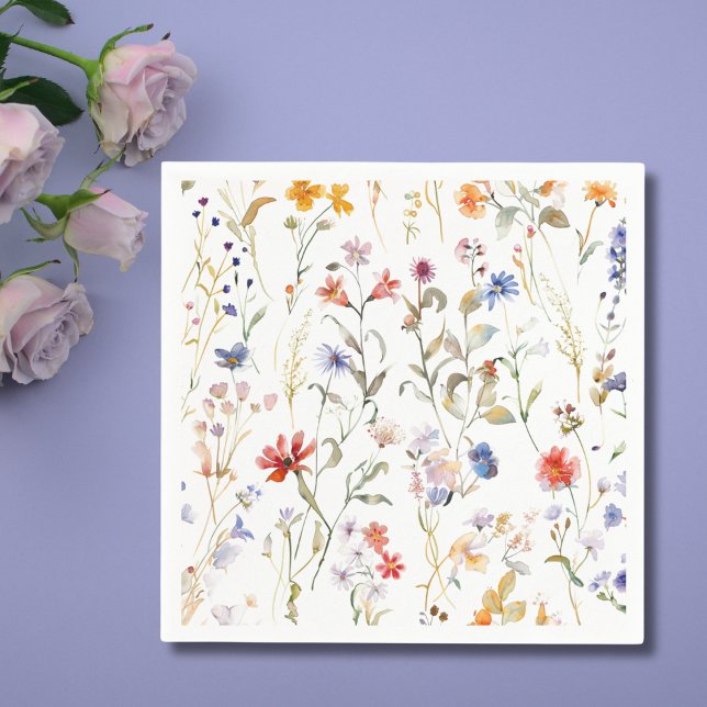 Colourful watercolour wildflower napkin (Creator Uploaded)