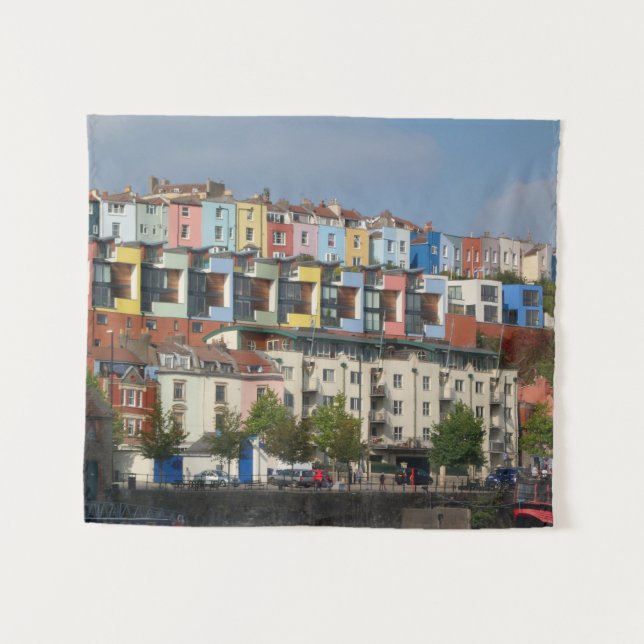 Colourful Waterfront Houses Bristol Harbour Tapestry (Front (Horizontal))
